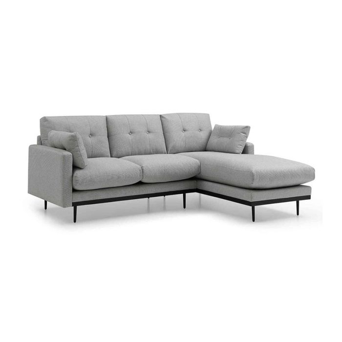 Modern Furniture HAVANA 3 Seater Sofa with Right Chaise - Light Grey & Black