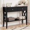 Homfurn 2-tier Console Table, Sofa Table With 2 Drawer And Storage Shelves, Hallway Entryway Table, Display Desk, Living Room