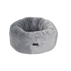 Baxter Bone Grey Faux Fur Plush Donut Pet Bed - Small