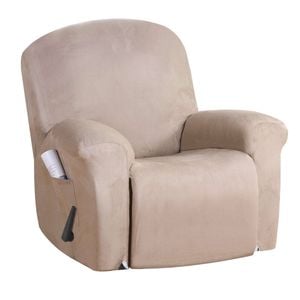 Smarcute Suede Recliner Chair Cover 1 Piece Stretch Thick Sofa Slipcover Sand