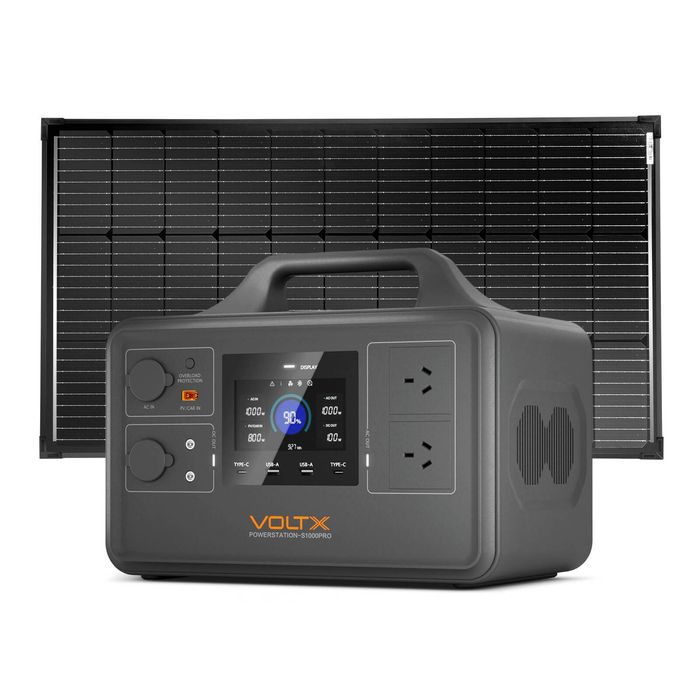 VoltX 1030Wh Portable Power Station 1800W 1h Fast Charge + 100W Solar Panel