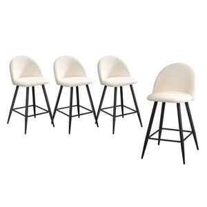 Oikiture 4x Bar Stools White Boucle Dining Chairs