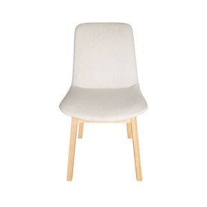 Sk designer living | cozy upholstered dining chair | natural legs - ivory fabric