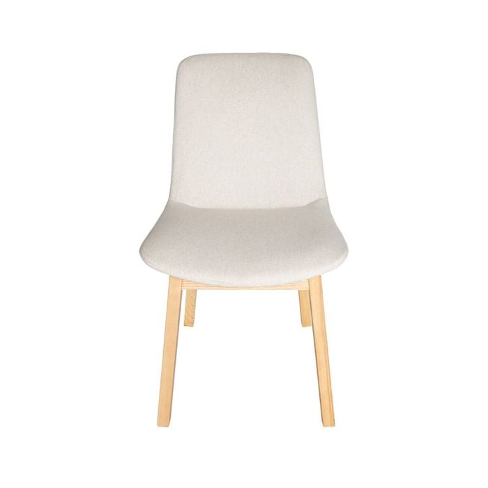 Sk designer living | cozy upholstered dining chair | natural legs - ivory fabric
