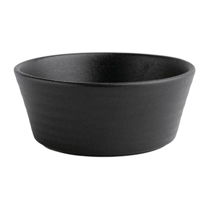 Olympia Flat Round Bowls Cavolo Textured Black 6 Pack 143mm Commercial Tableware Dining