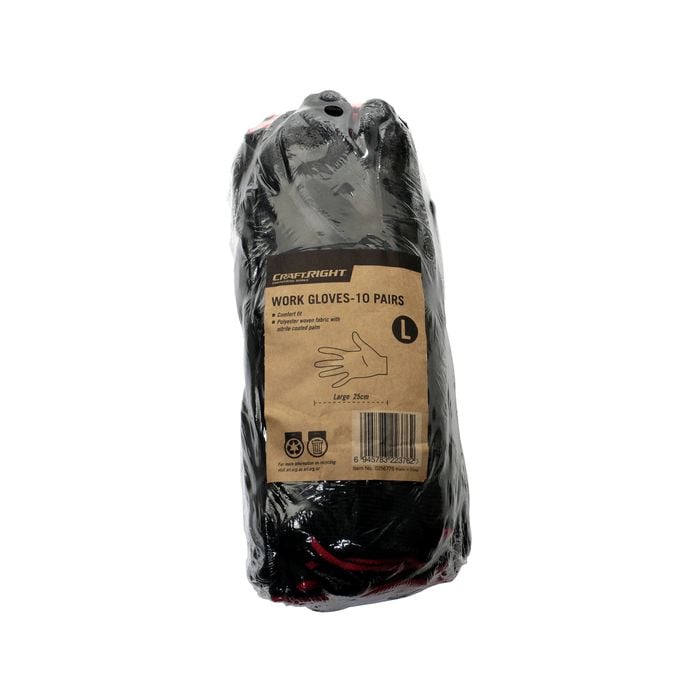 Craftright Large Nitrile Work Gloves - Pack 10 