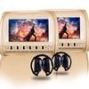 Elinz 2x 9" Headrest DVD Player Car Monitor Pillow Games 1080P USB Sony Lens BEIGE