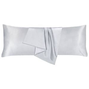 LINENOVA 2pcs Luxury Silk Satin Pillow Cases Pillowcase Cushion Covers - Body,Silver grey