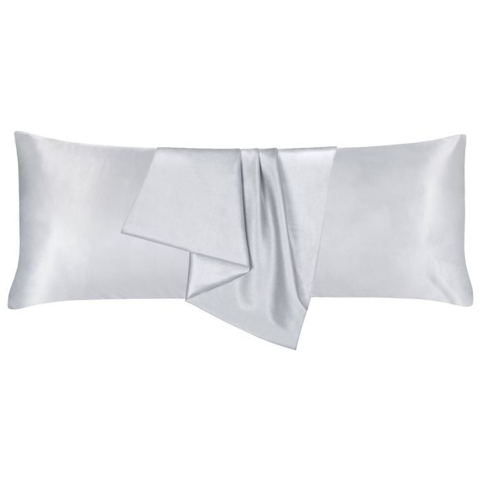 LINENOVA 2pcs Luxury Silk Satin Pillow Cases Pillowcase Cushion Covers - Body,Silver grey