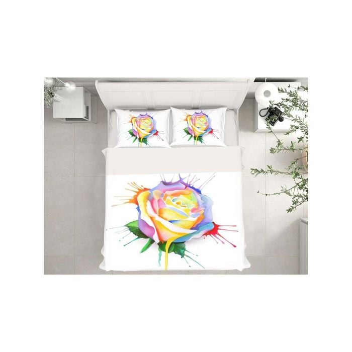 3D Watercolor Rose 92 Bed Pillowcases Quilt King Size