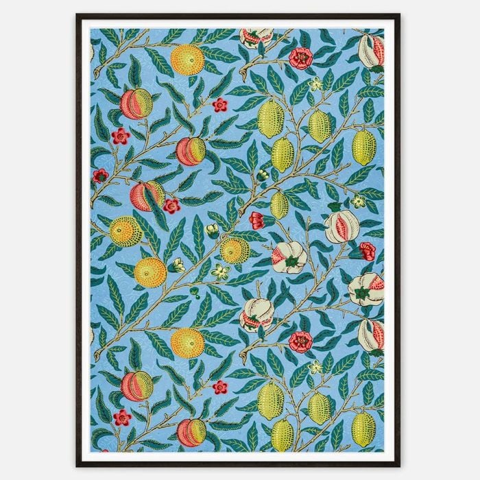 Galrie William Morris Vintage Fruit Garden Botanical Art Print for Home Decor, Black Frame, 50 x 70cm (20 x 28inch)