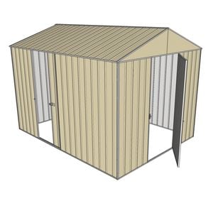 Build-a-Shed 2.3 x 3.0 x 2.3m Front Gable Dual Door Deep Shed - Cream