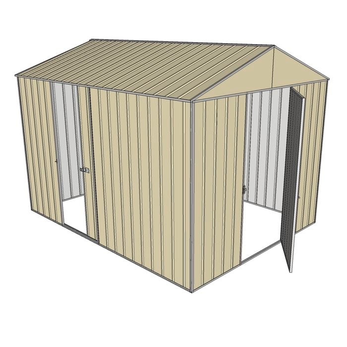 Build-a-Shed 2.3 x 3.0 x 2.3m Front Gable Dual Door Deep Shed - Cream