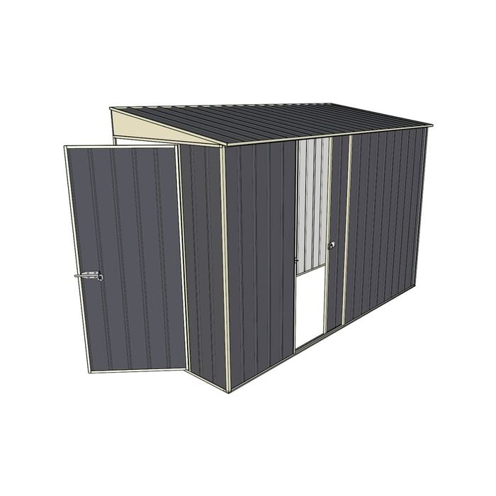 Build-A-Shed 1.2 x 3.0 x 2.0m Tunnel Shed Tunnel Hinged Door with 1 Sliding Side Door - Grey