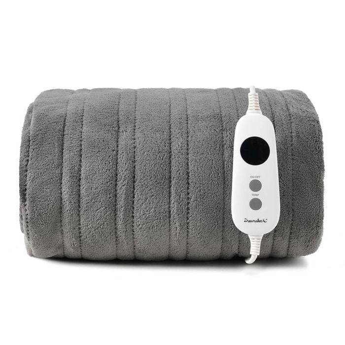 Dreamaker Kingston Coral Fleece Washable Electric Heated Throw Blanket Silver 130x160cm | Overheat Protection & Auto-off