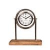 Ssh Collection Bond Street 33cm Tall Desk Clock With Round White Face - Timber And Nickel