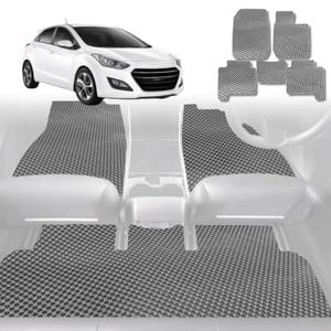 6D Diamond Car Floor Mats for Hyundai i30 2012-2016-Full Set-Grey-Outback GT
