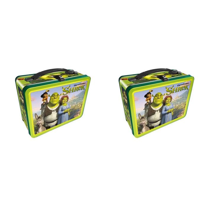 2PK Aquarius Tin Carry All Shrek Fun Box Food Storage Lunchbox