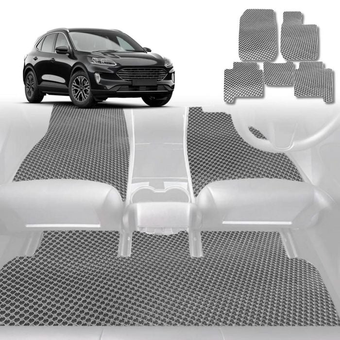 6D Diamond Car Floor Mats for Ford Escape 2020-Current-Full Set-Grey-Outback GT