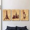 3pcs Vintage Eiffel Tower Saint Basil's Cathedral Print 100% Australian Made 3 x 40x60cm (Metal Print)