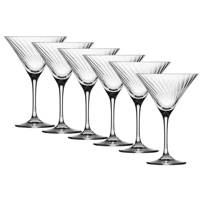 6pc Krosno Martini Glasses Crystalline Glass 240ml Capacity Set