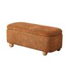Oikiture Chenille Storage Ottoman Bench Ball Legs Chest Footrest Caramel Brown