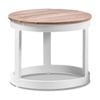 Outdoor Balmoral Round Industrial Aluminium Teak Top Side Table