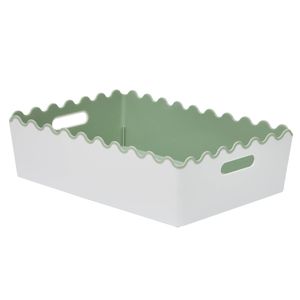 Stakt 4.2L White/Sage Two Tone Scallop Storage Basket
