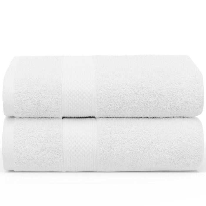 LINENOVA 2x Large Bath Sheets Cotton 550GSM Towels 90x180 cm - White