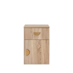 European Cabinetry Slim Half Moon Brass Porto Bedside Table Natural Oak