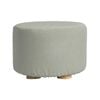 La Bella Grey Fabric Ottoman Round Wooden Leg Foot Stool
