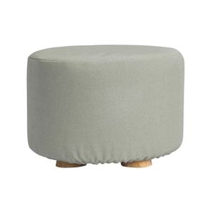 La Bella Grey Fabric Ottoman Round Wooden Leg Foot Stool