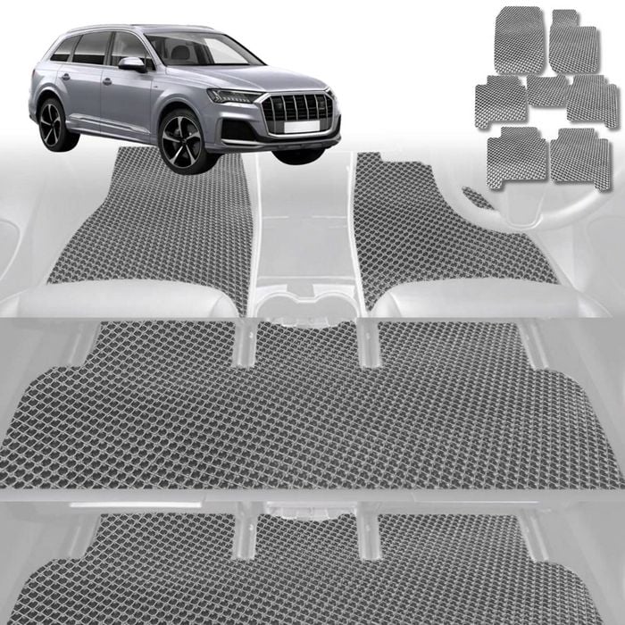 6D Diamond Car Floor Mats for Audi Q7 SQ7 2005-2015-Ultimate Set-Grey-Outback GT