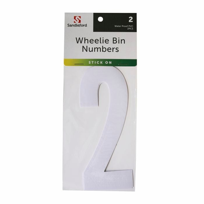 Sandleford 175mm White Self Adhesive Wheelie Bin Number 2