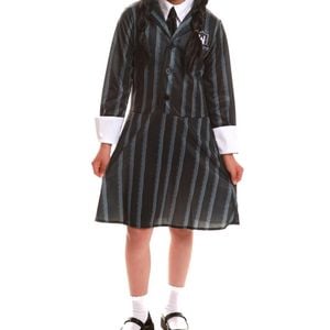 Striped Nevermore Girls School Uniform Costume - Medium