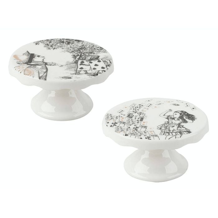 Mikasa X V&a Alice Wonderland Set Of 2 Mini Cake Pedestals 10cm