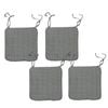 Bloomington Set of 4 Square Chair Pads with Ties Small Checkered Grey
