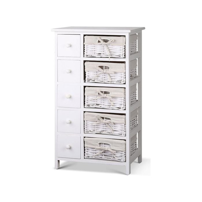 Chest of 5 Drawers Storage Cabinet Tallboy White