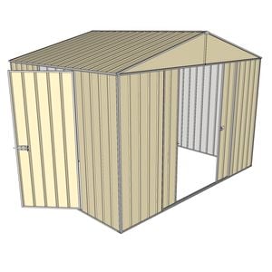 Build-a-Shed 3.0 x 2.3 x 2.3m Double Sliding and Single Hinge Door Narrow Shed - Cream