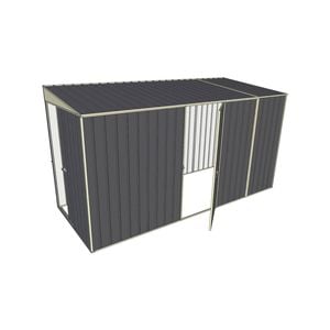 Build-a-Shed 1.5 x 3.7 x 2m Sliding Door Tunnel Shed with Hinged Side Door - Grey