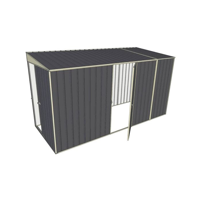 Build-a-Shed 1.5 x 3.7 x 2m Sliding Door Tunnel Shed with Hinged Side Door - Grey