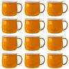 Argon Tableware 375ml Enamel Belly Mugs - Yellow - Set Of 12 Metal Drinking Cups Coffee Teacup Mug Set Hot, Cold Drinks Cups
