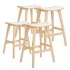 La Bella 4 Set 65cm Beige Wooden Bar Stool KANSO Padded Fabric Kitchen Dining Chair