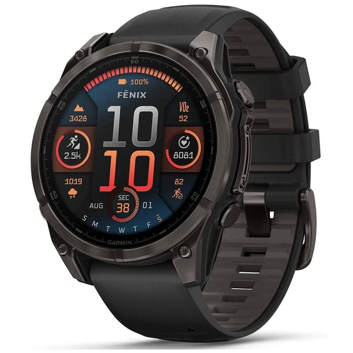 Garmin Fenix 8 47mm Amoled Sapphire Carbon Grey Dlc Titanium With Black/pebble Grey Silicone Band