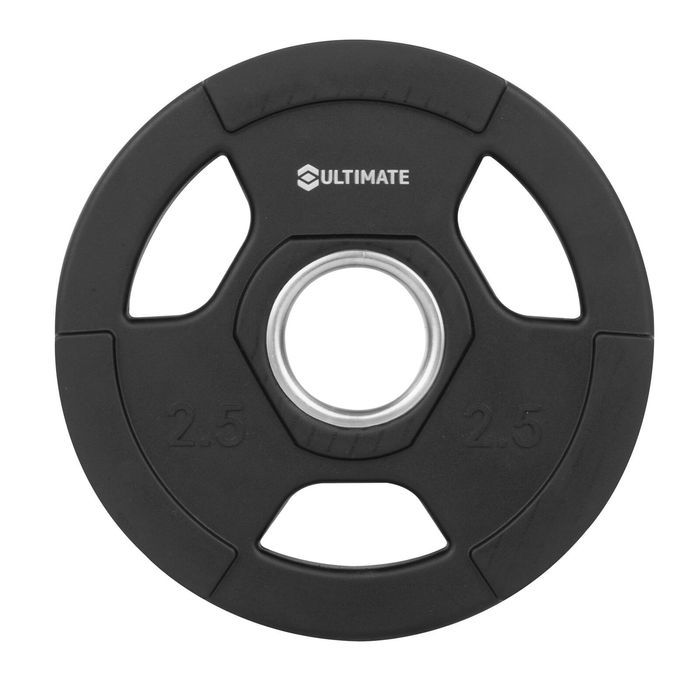 Ultimate 195 x 195 x 40mm 2.5kg Black 3 Grip Rubber Weight Plate