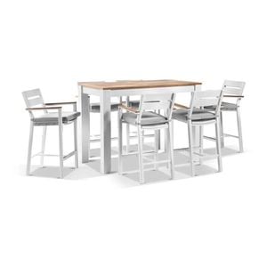 Outdoor Balmoral 1.5M Aluminium Bar Table With 6 Capri Bar Stools- White