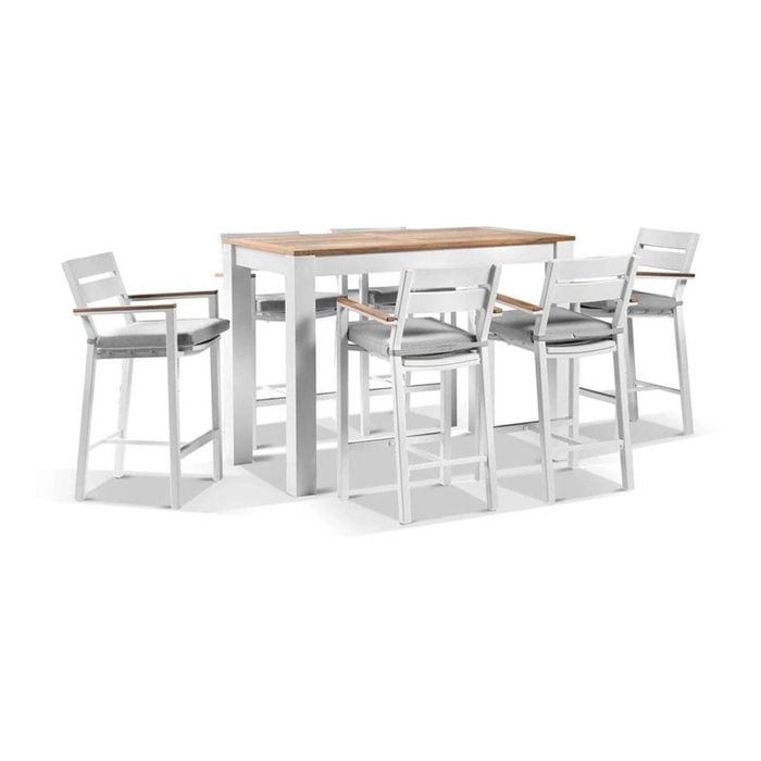 Outdoor Balmoral 1.5M Aluminium Bar Table With 6 Capri Bar Stools- White