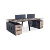 Modern Furniture ARTO 4 people Back to Back Workstation4 Cabinets 240cmOak&Black