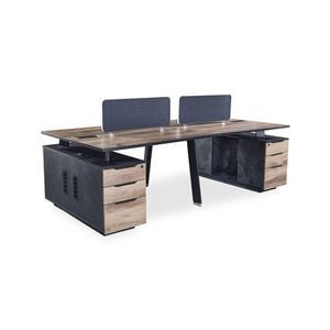 Modern Furniture ARTO 4 people Back to Back Workstation4 Cabinets 240cmOak&Black
