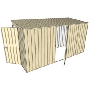 Build-a-Shed 1.5 x 3.7 x 2m Hinged Door Tunnel Shed with Hinged Side Door - Cream